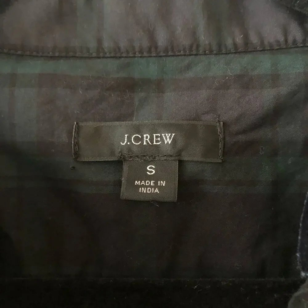 J. Crew Velvet-Trim V-Neck Tartan Print Tunic